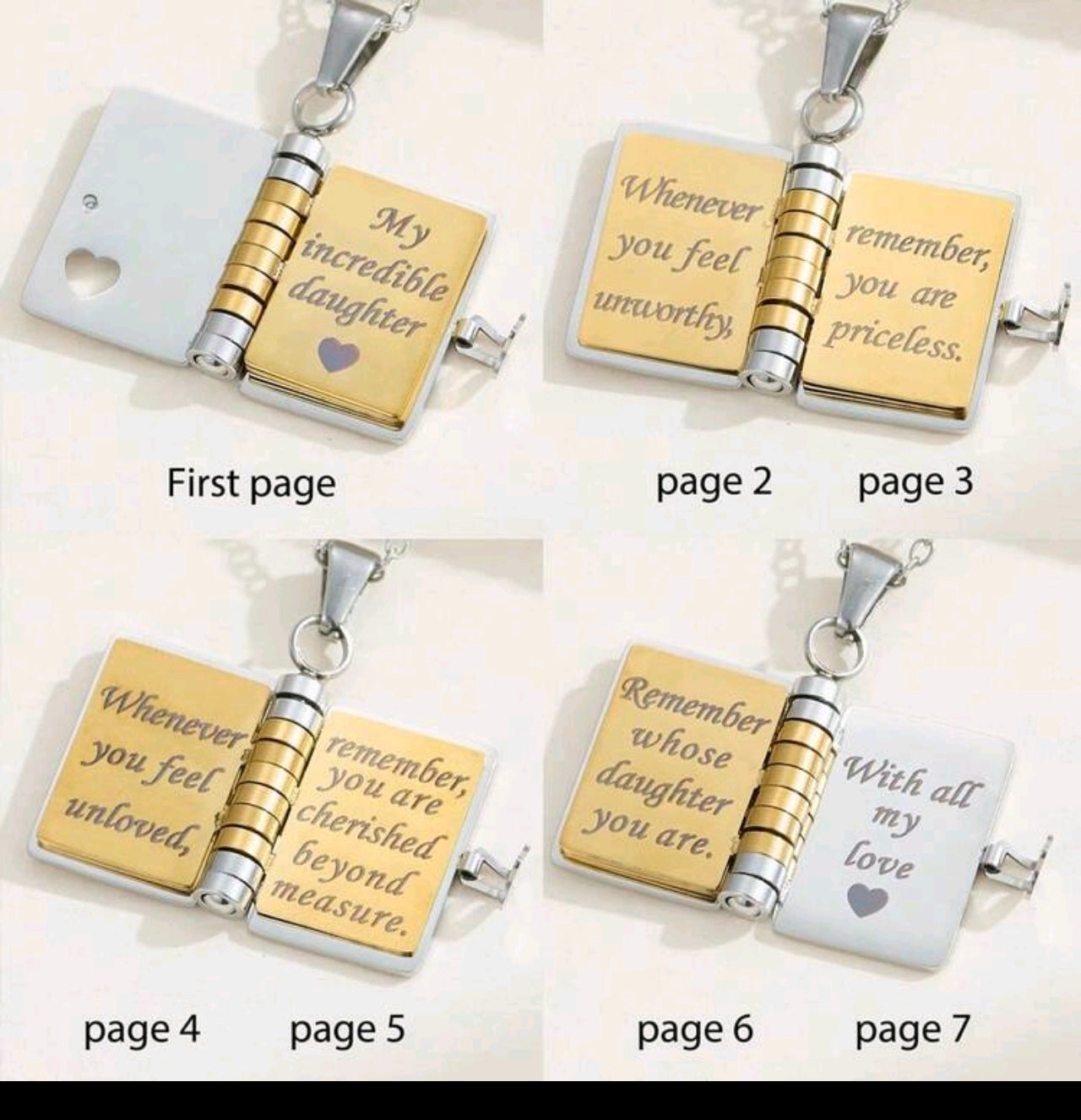 Book Necklace For Daughter