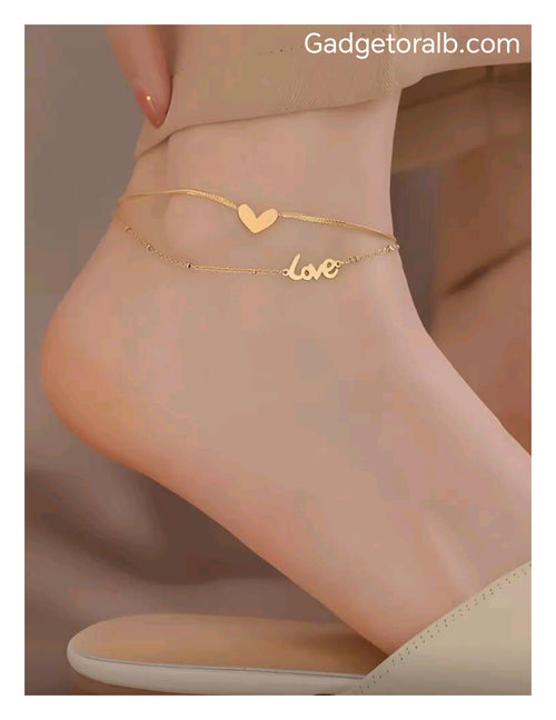 Anklet Love 18k Gold Word Plated