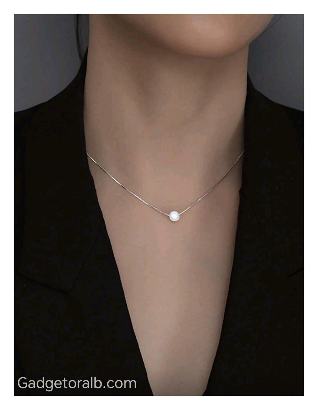 Real Silver Single Pearl Collarbone Necklace
