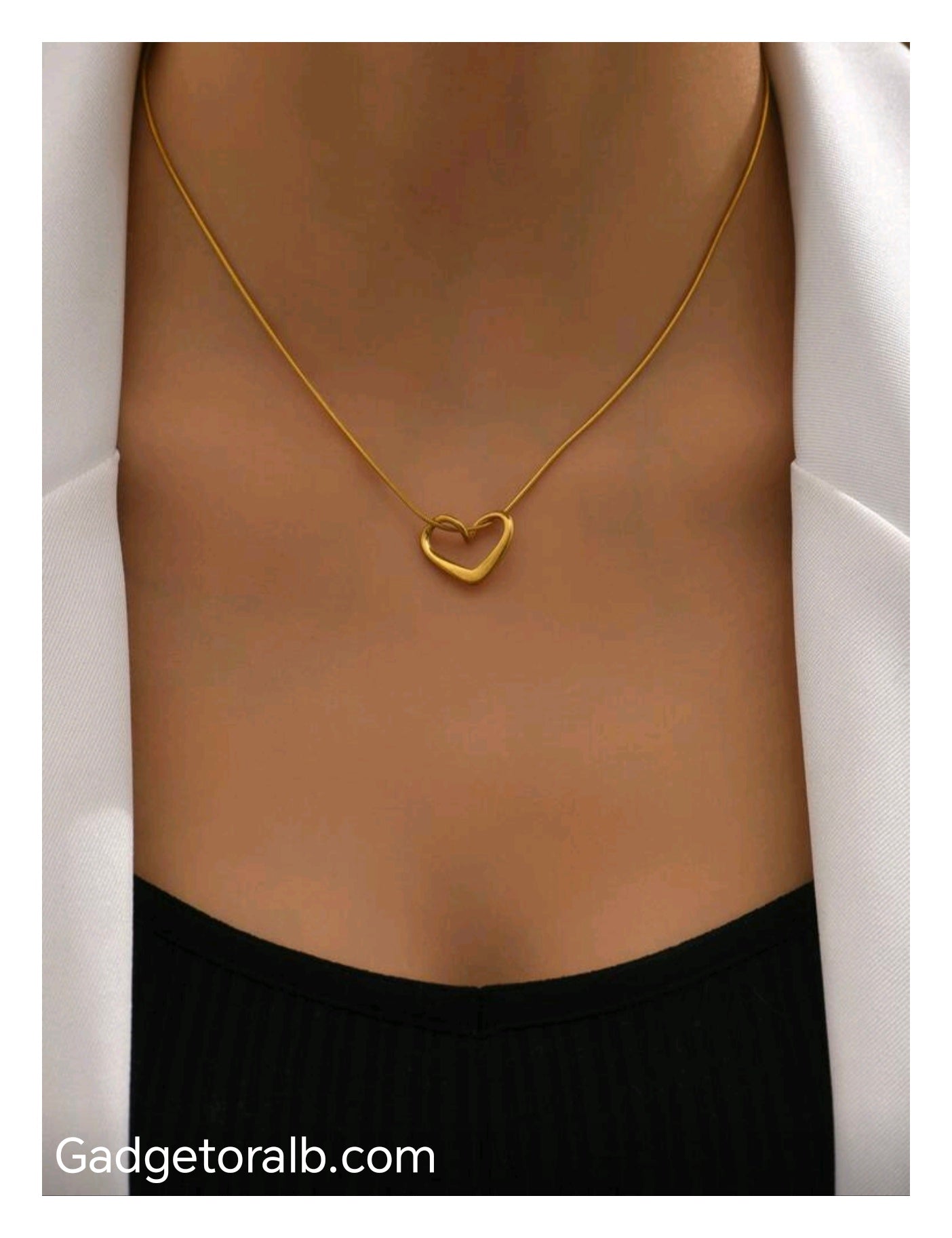 Real Gold Plated Stainless Steel Heart Shaped Necklace