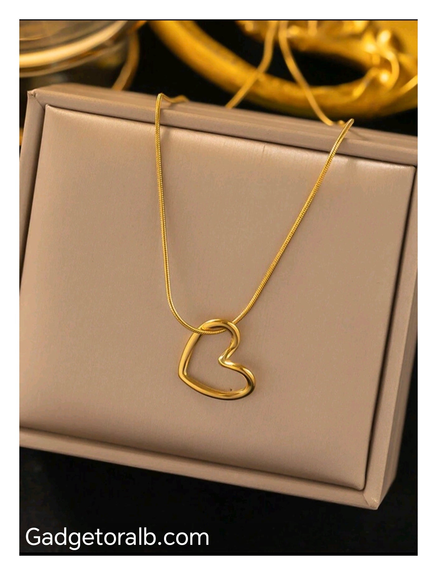 Real Gold Plated Stainless Steel Heart Shaped Necklace